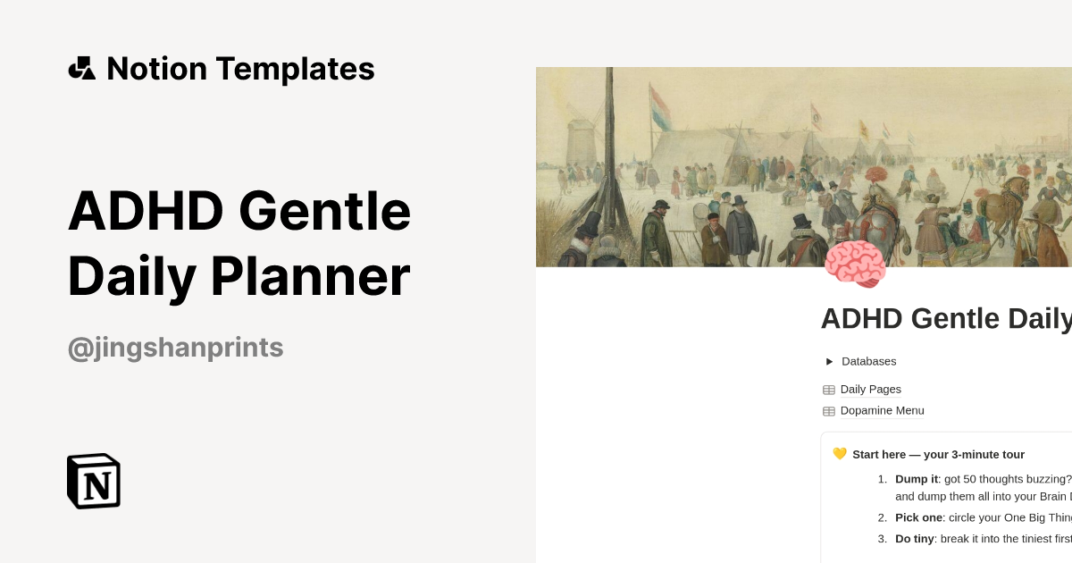 ADHD Gentle Daily Planner Template | Notion Marketplace