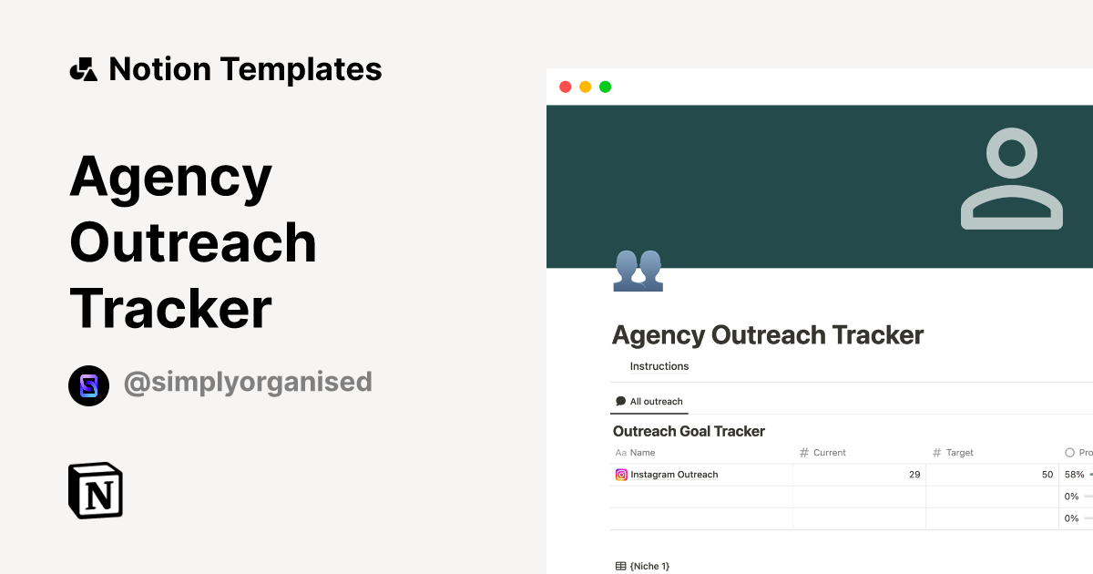 Agency Outreach Tracker Template by Simply Organised Notion Marketplace
