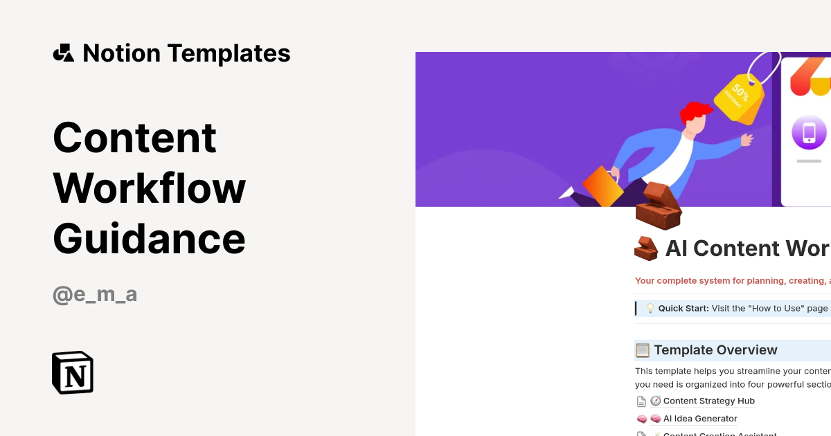 Content Workflow Guidance Template by Elena | Notion Marketplace