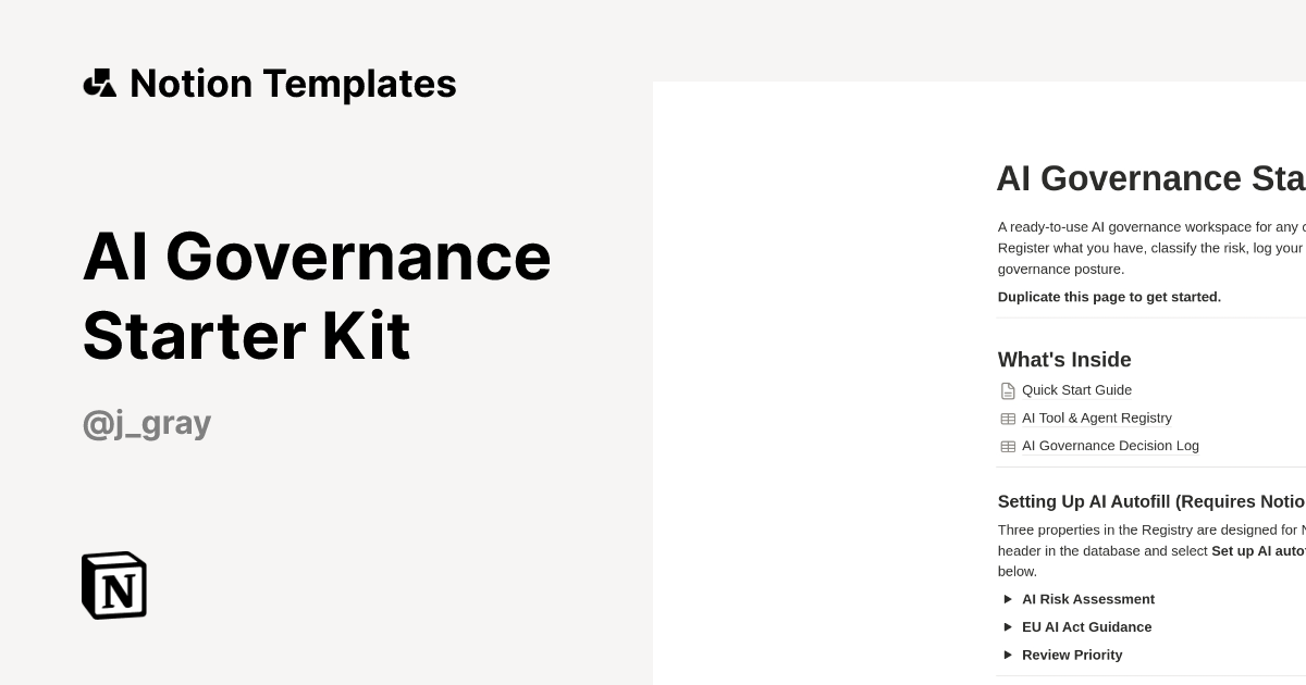 AI Governance Starter Kit Template by Intelligence, by Design | Notion ...