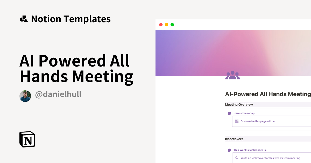 AI Powered All Hands Meeting Template by Daniel Hull | Notion Marketplace
