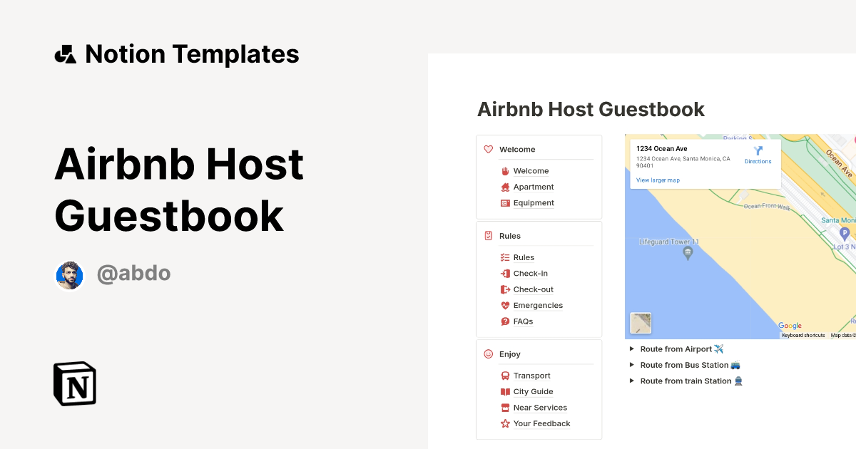 Airbnb Host Guestbook Template by Abdo Karmalla | Notion Marketplace