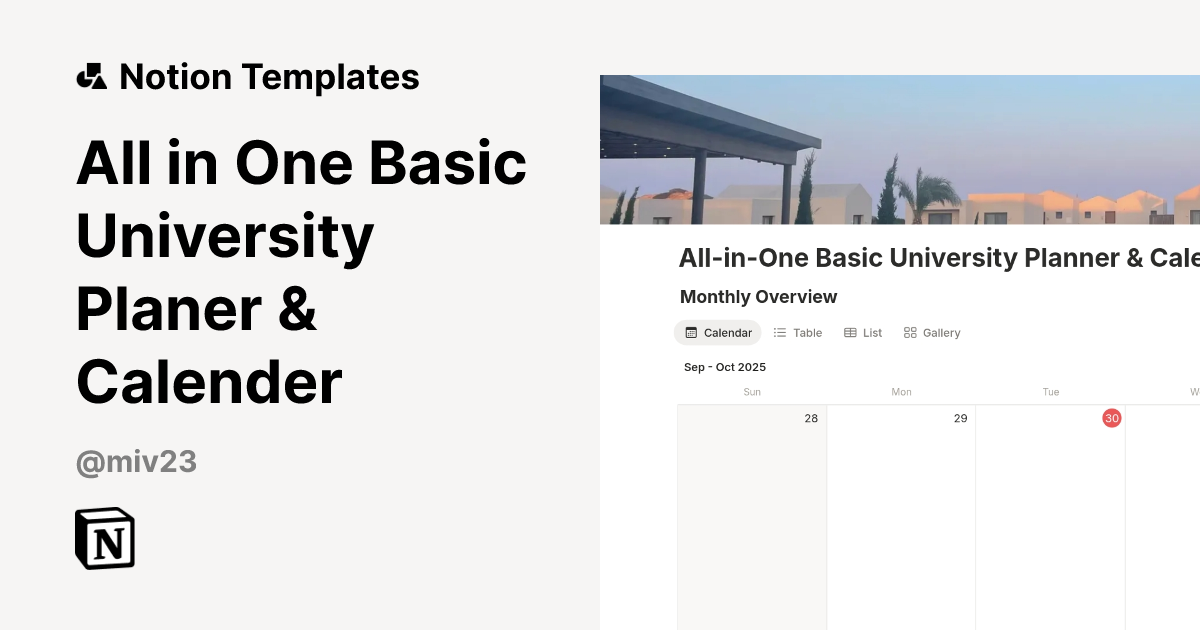 All In One Basic University Planer Calender Template By Mia Valerie 