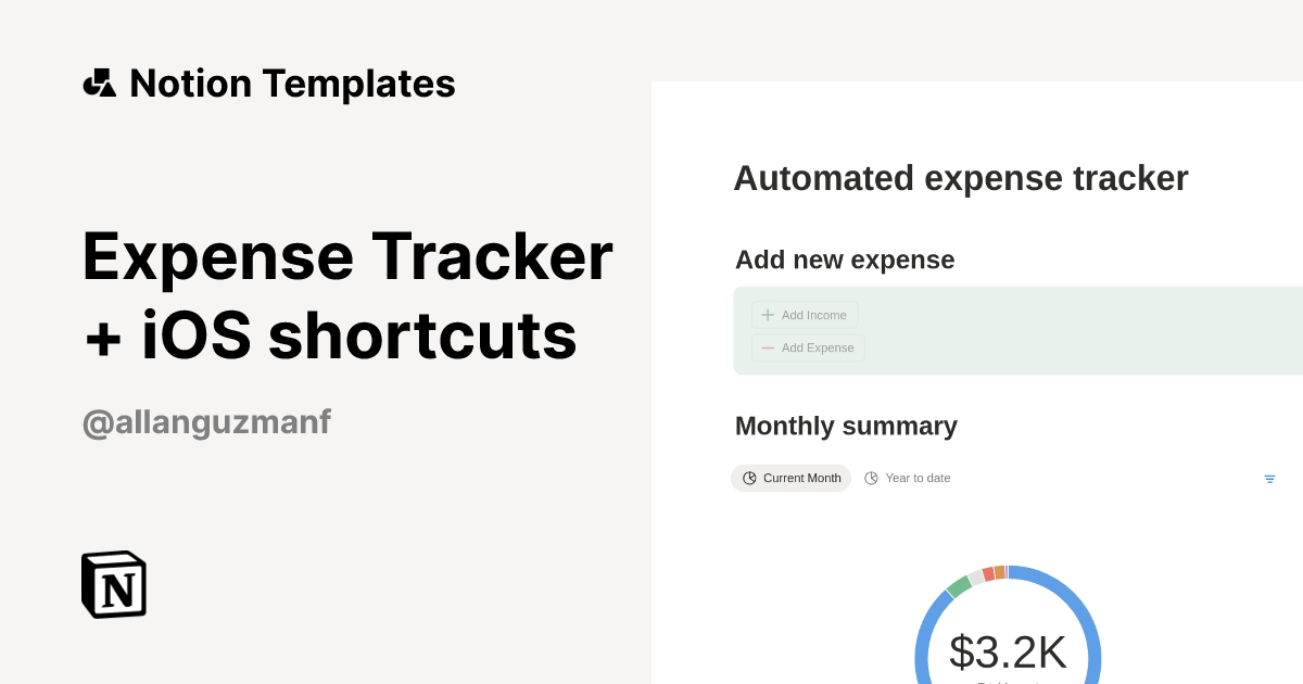 Expense Tracker + iOS shortcuts Template | Notion Marketplace