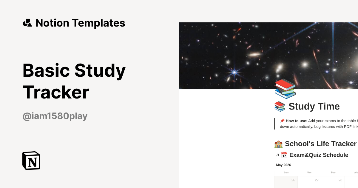Basic Study Tracker Template by KURO1SHI | Notion Marketplace