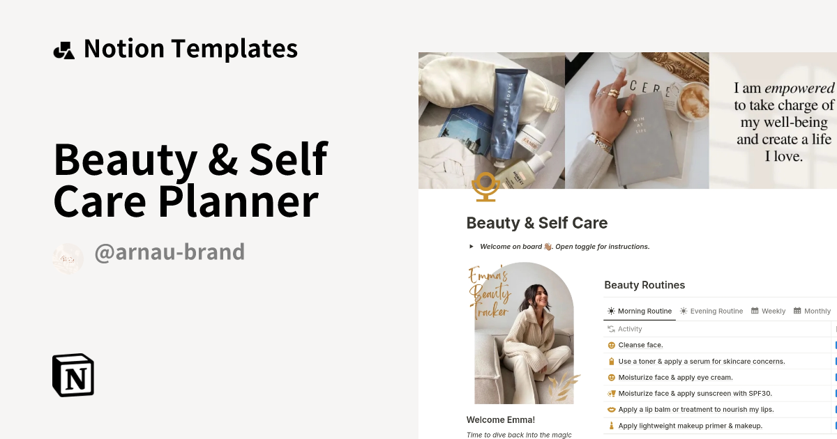 Beauty & Self Care Planner Template | Notion Marketplace
