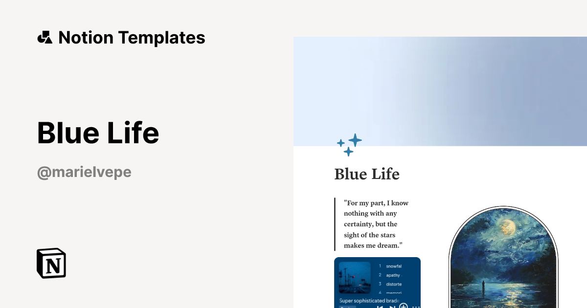 Blue Life Template | Notion Marketplace
