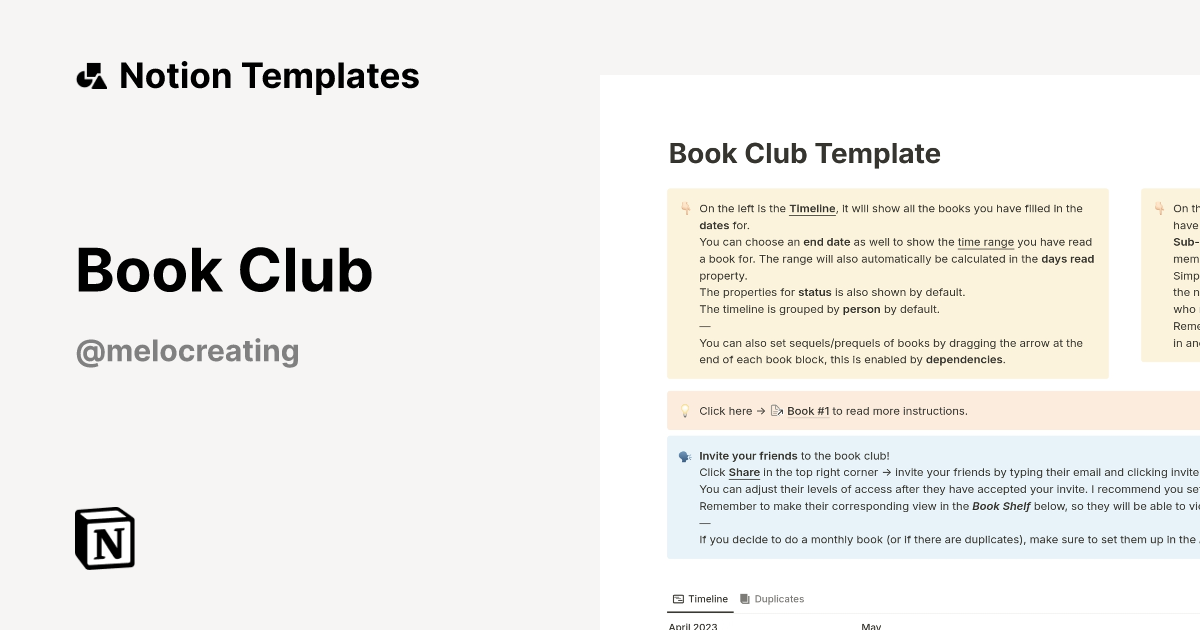 Book club template notion marketplace