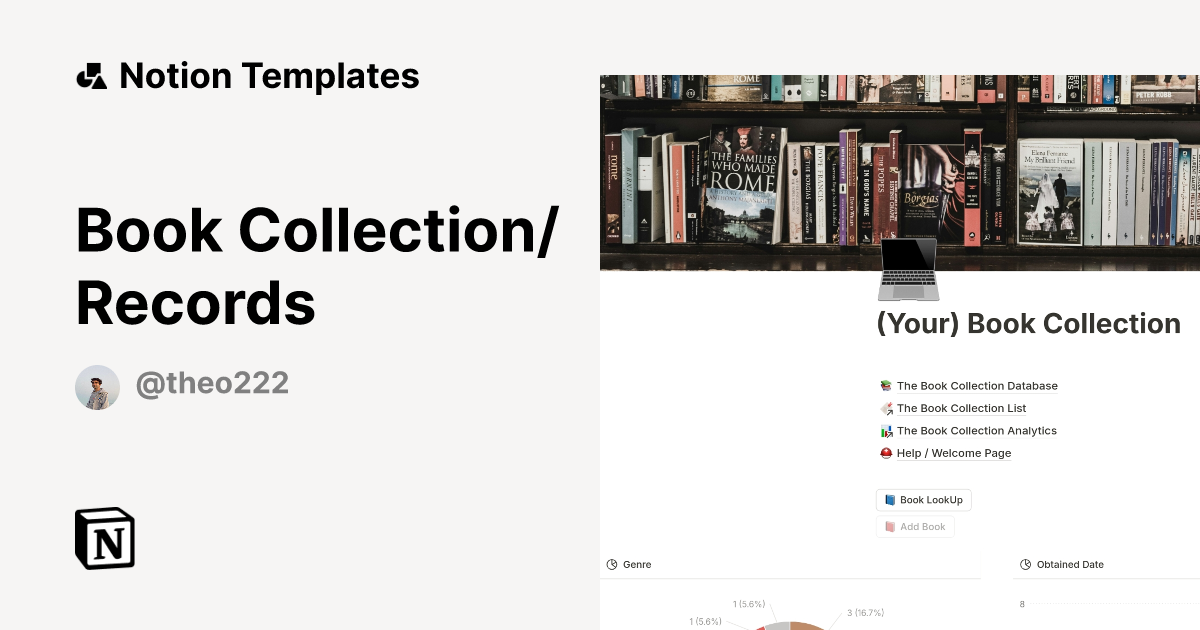 Book Collection/Records Template by Theo Design 222.CO | Notion Marketplace