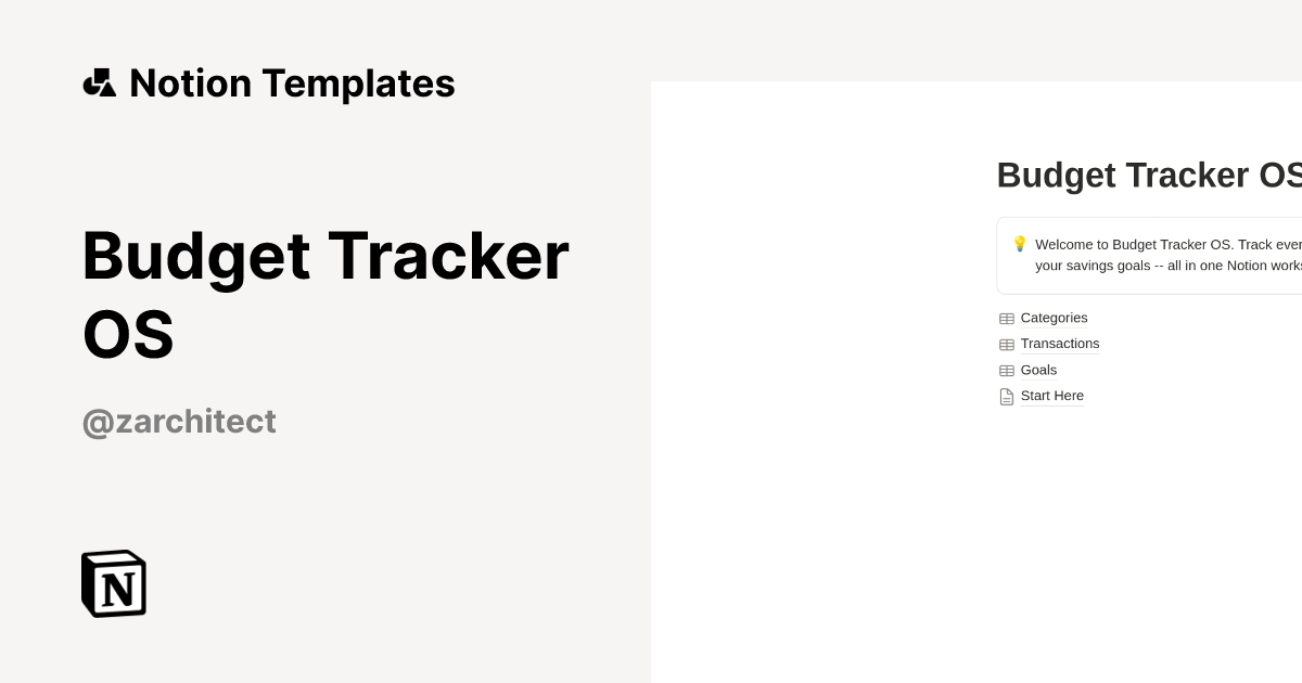 Budget Tracker OS Template by Zarchitect | Notion Marketplace