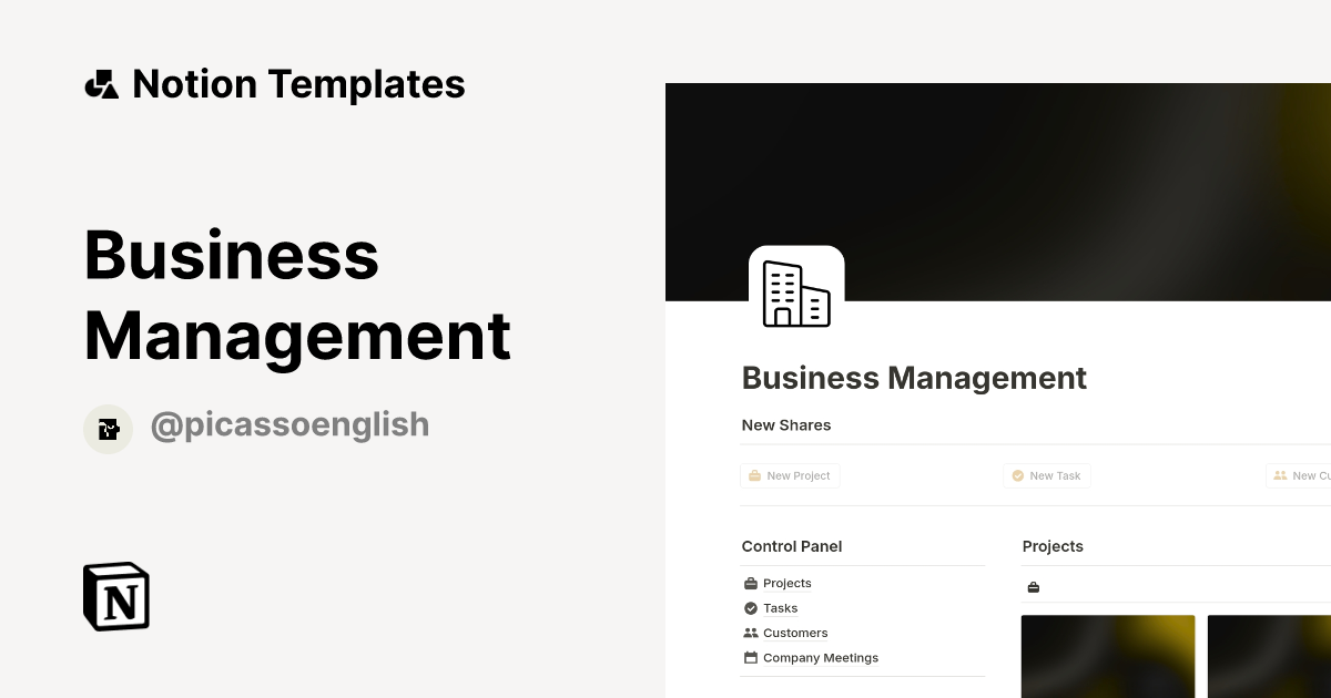 Business Management Template By Picasso Notion Marketplace