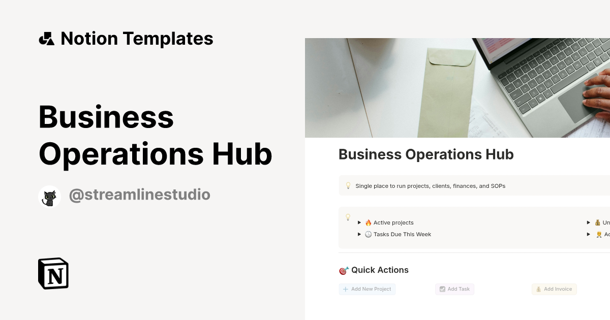 Business Operations Hub Template by Streamline Studio | Notion Marketplace