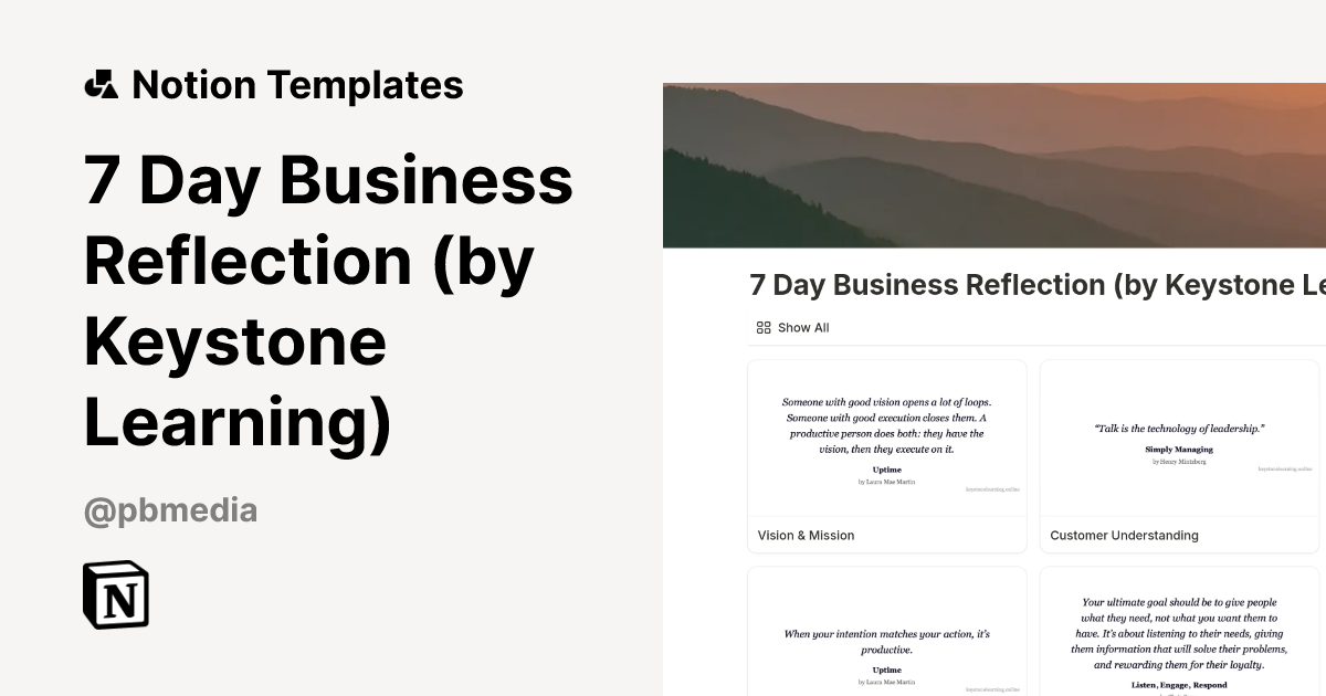 7 Day Business Reflection (by Keystone Learning) Template | Notion ...