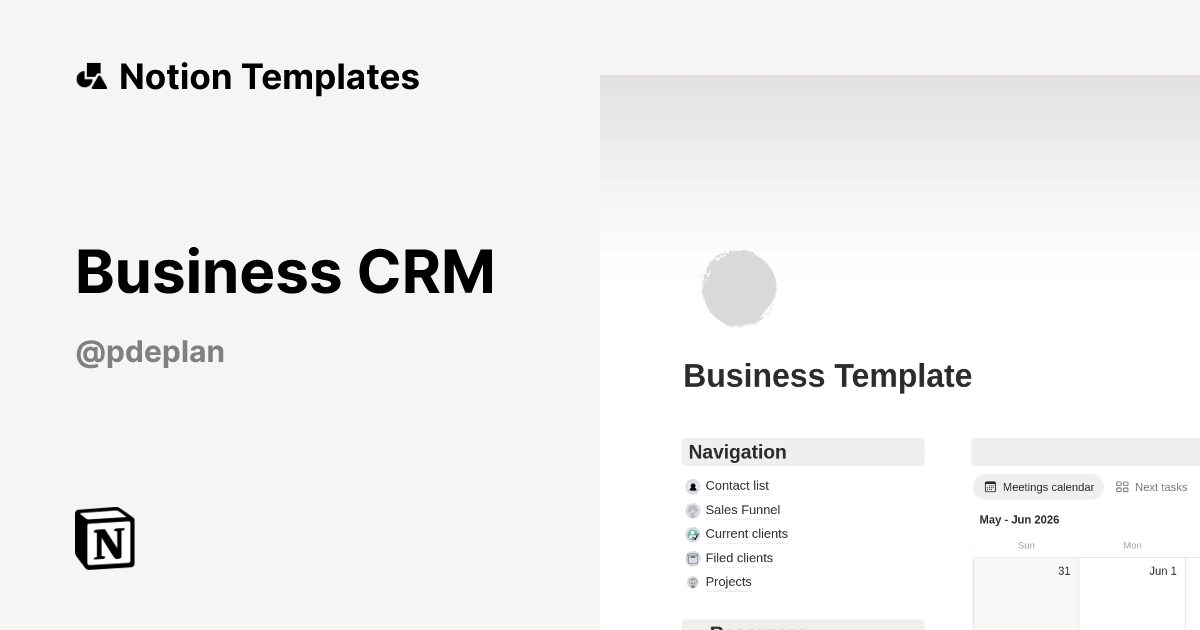 Business CRM Template | Notion Marketplace