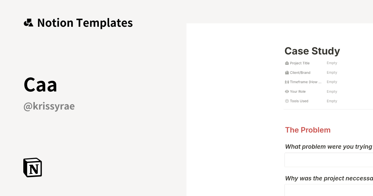 Caa Template by Krissy Rae | Notion Marketplace