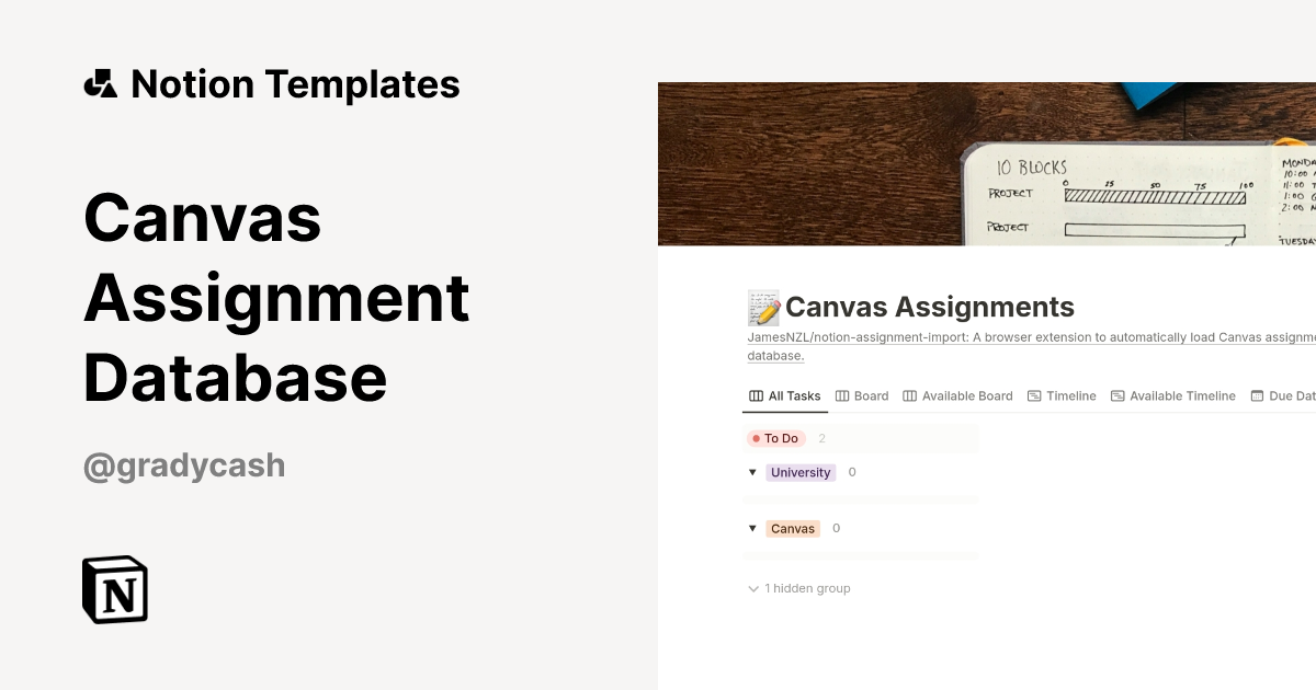 Canvas Assignment Database Template | Notion Marketplace