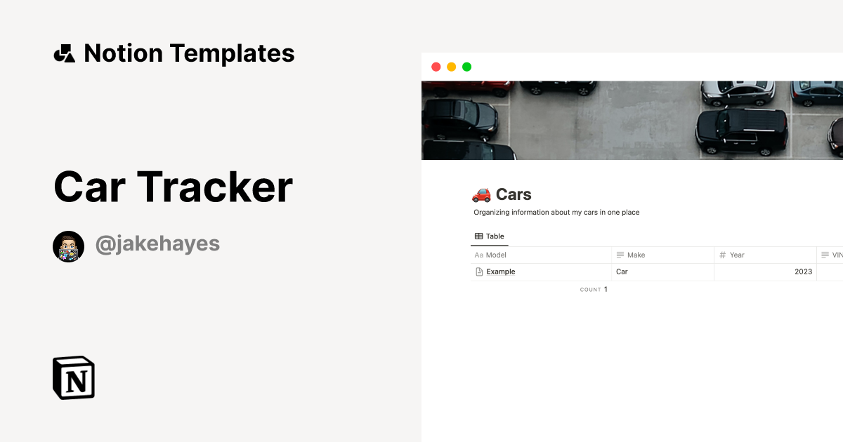 Car Tracker Template | Notion Marketplace