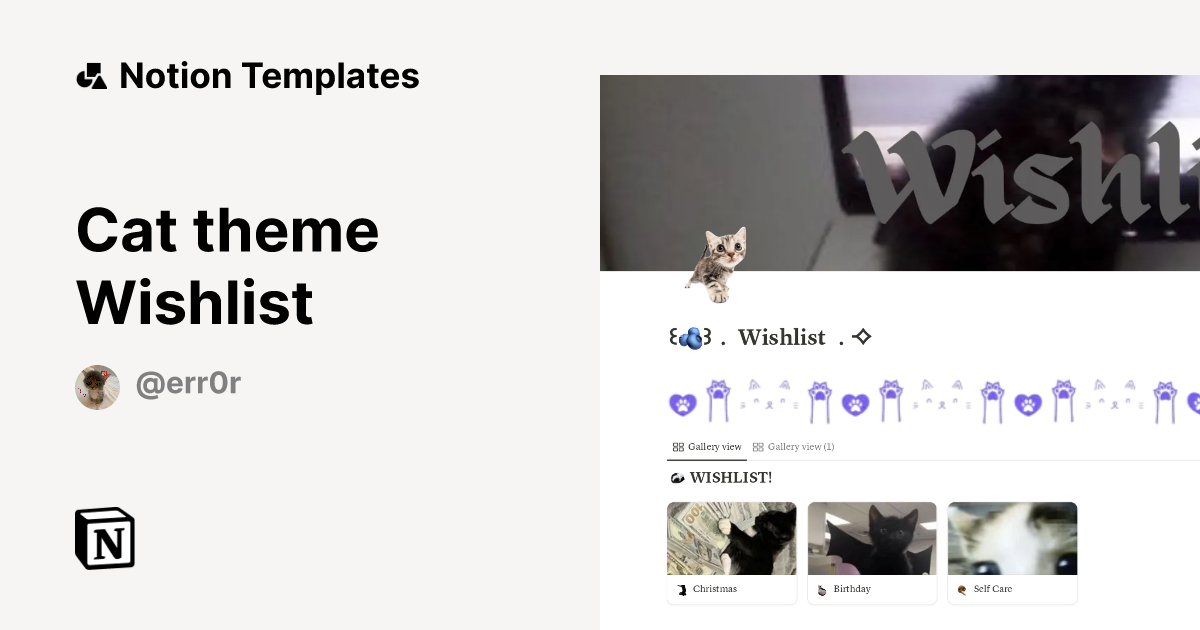 Cat theme Wishlist Template | Notion Marketplace