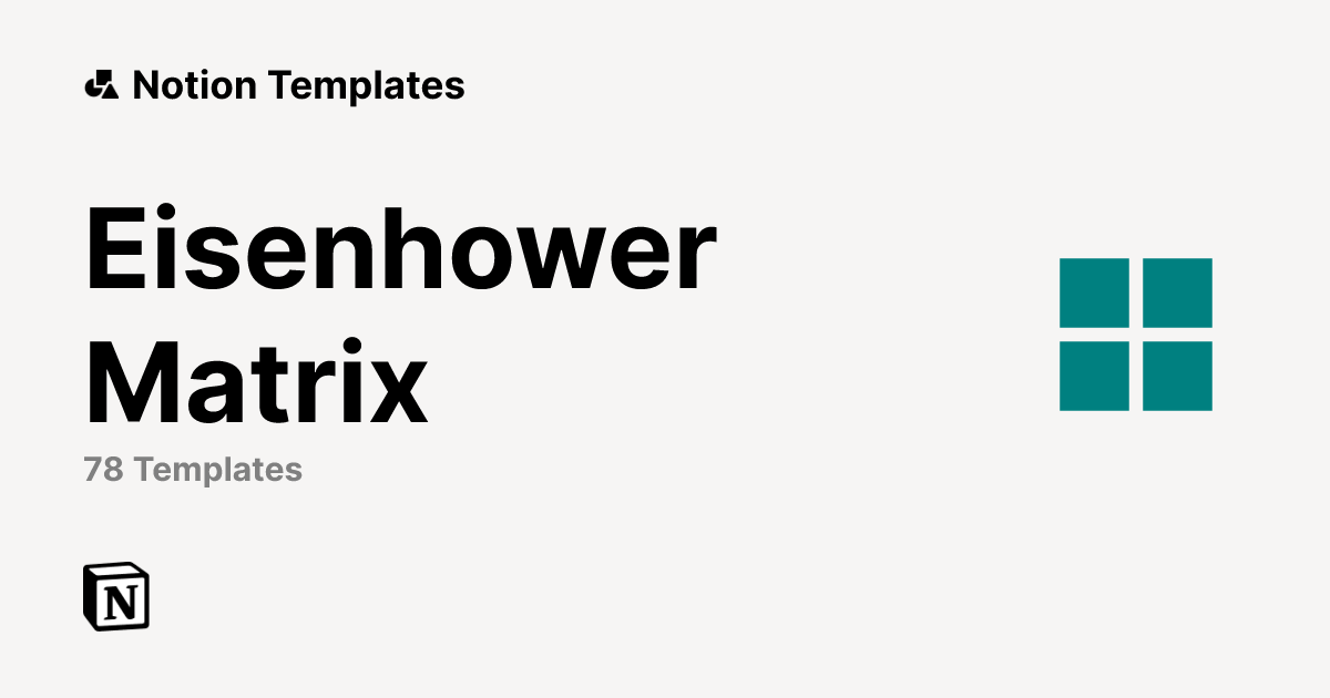 Prioritize tasks with Eisenhower Matrix templates in Notion | Notion ...