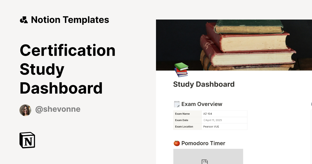 Certification Study Dashboard Template Notion Marketplace