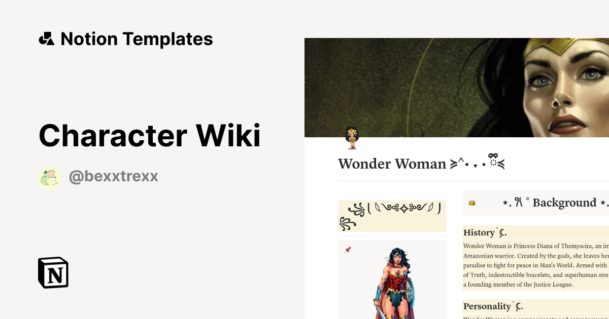 Character Wiki Template | Notion Marketplace