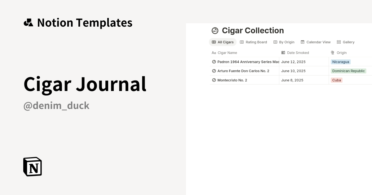 Cigar Journal Template | Notion Marketplace