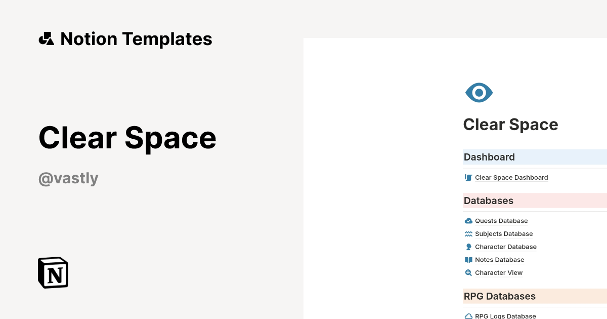 Clear Space Template | Notion Marketplace