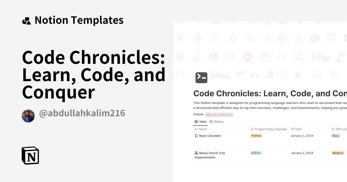 Code Chronicles: Learn, Code, and Conquer Template by Abdullah Kaleem ...