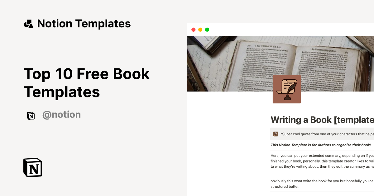 Top 10 Free Book Templates | Notion Template Marketplace
