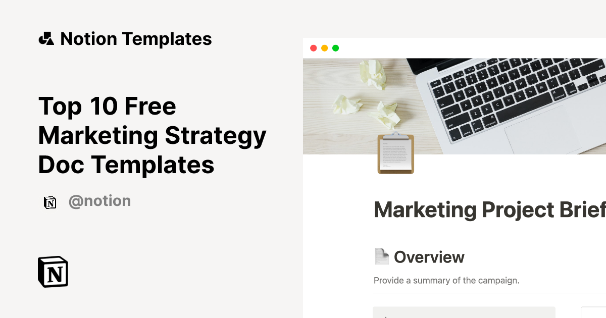 Top 10 Free Marketing Strategy Doc Templates | Notion Template Marketplace