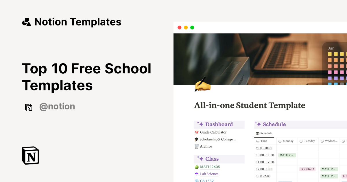 Top 10 Free School Templates Notion Template Marketplace
