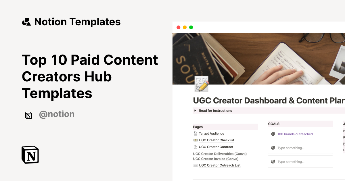 Top 10 Paid Content Creators Hub Templates Notion Template Marketplace