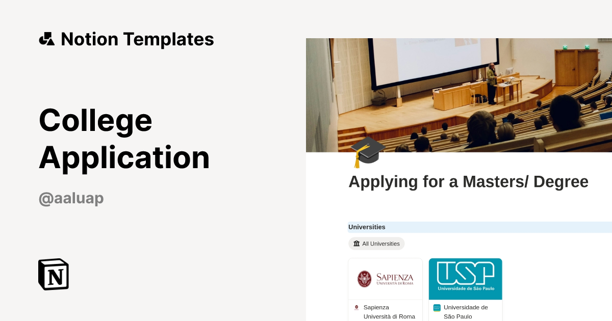 College Application Template | Notion Marketplace