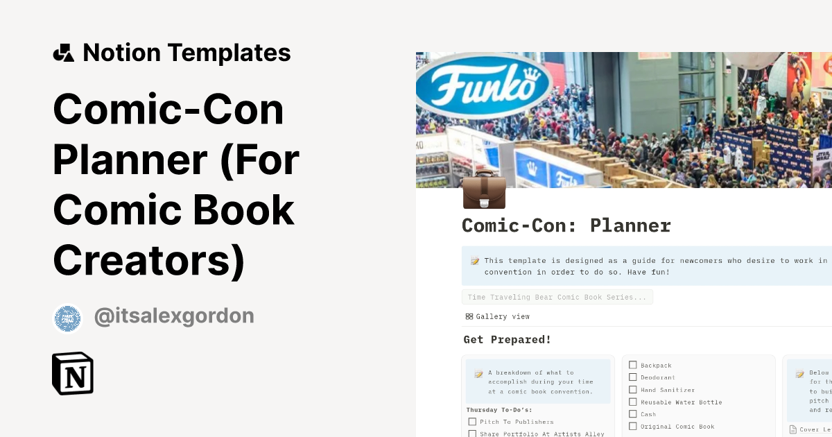 Comic-Con Planner (For Comic Book Creators) Template by Time Field ...