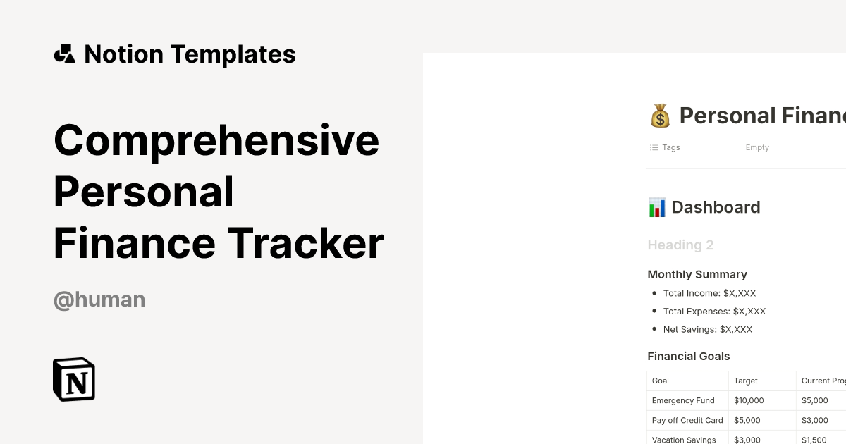 Comprehensive Personal Finance Tracker Template | Notion Marketplace