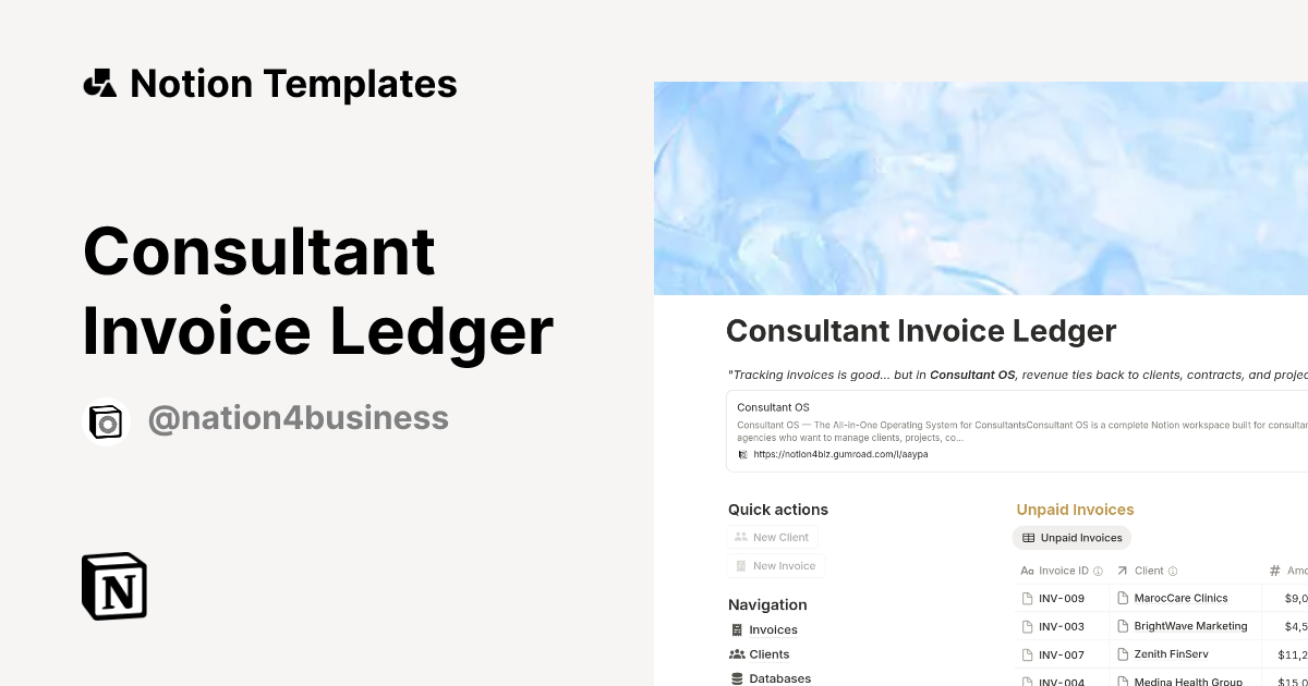 Consultant Invoice Ledger Template | Notion Marketplace