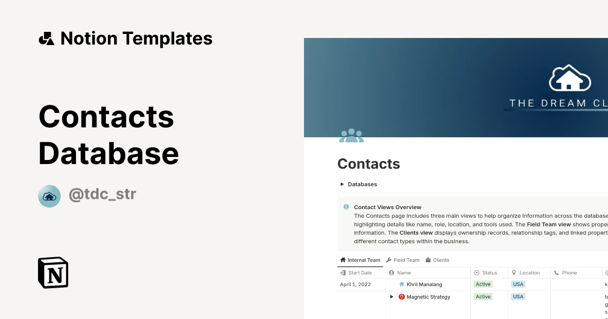Contacts Database Template | Notion Marketplace