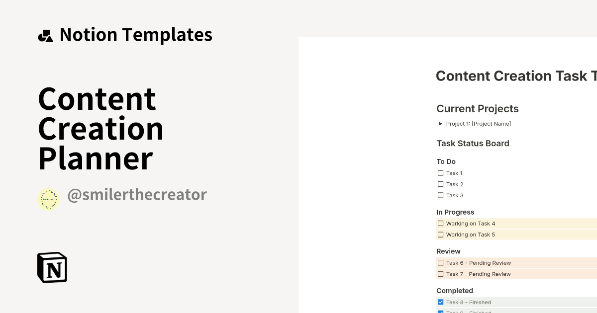 Content Creation Planner Template Notion Marketplace