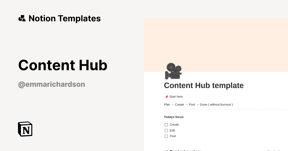 Content Hub Template by Emma Richardson | Notion Marketplace