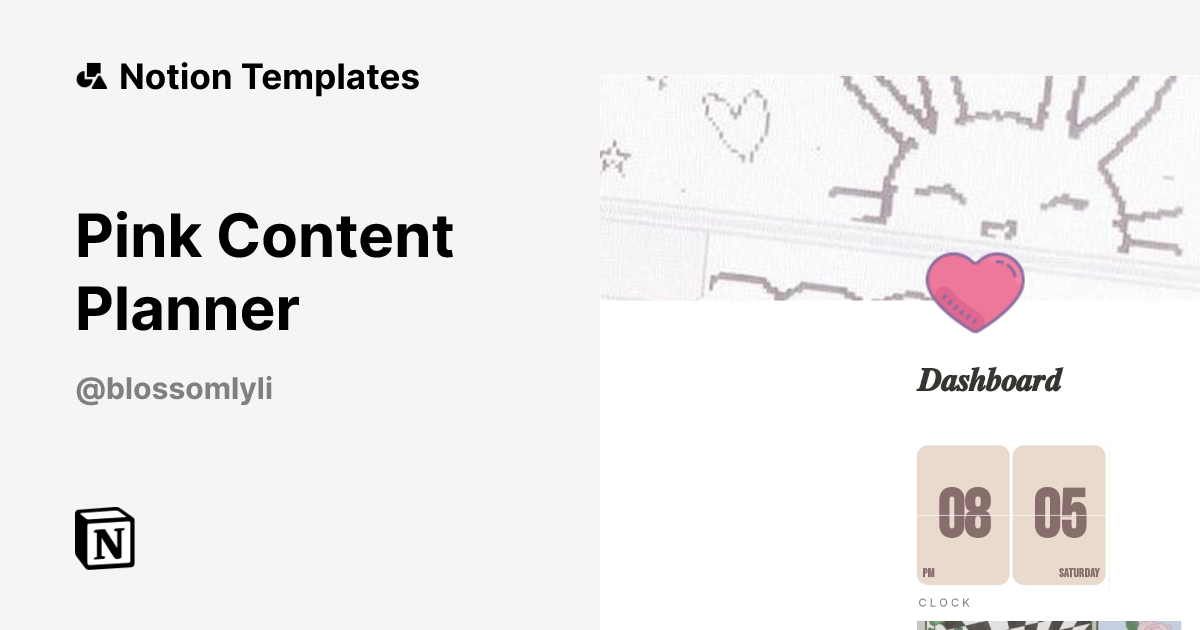 Pink Content Planner Template by Lily | Notion Marketplace