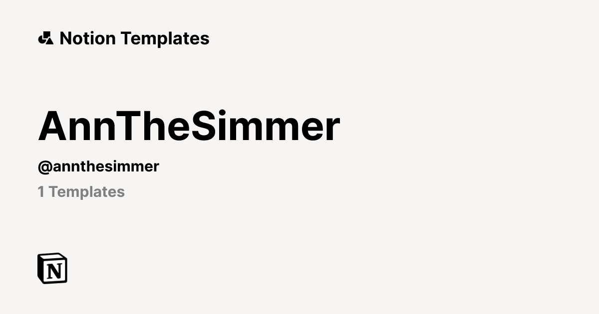 AnnTheSimmer | Template Creator | Notion Marketplace