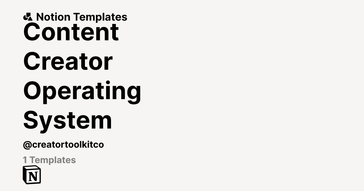 Content Creator Operating System | Template Creator | Notion Marketplace