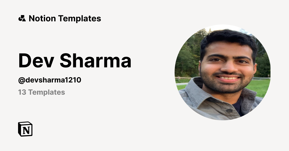 Dev sharma template creator notion marketplace