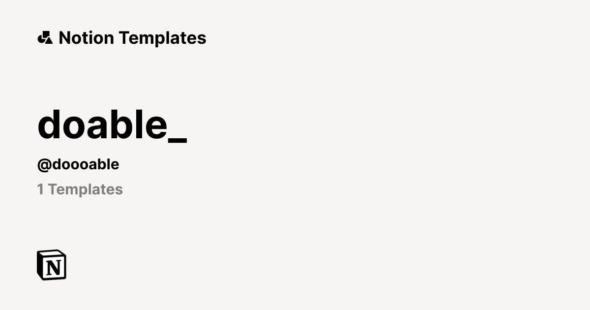doable_ | Template Creator | Notion Marketplace
