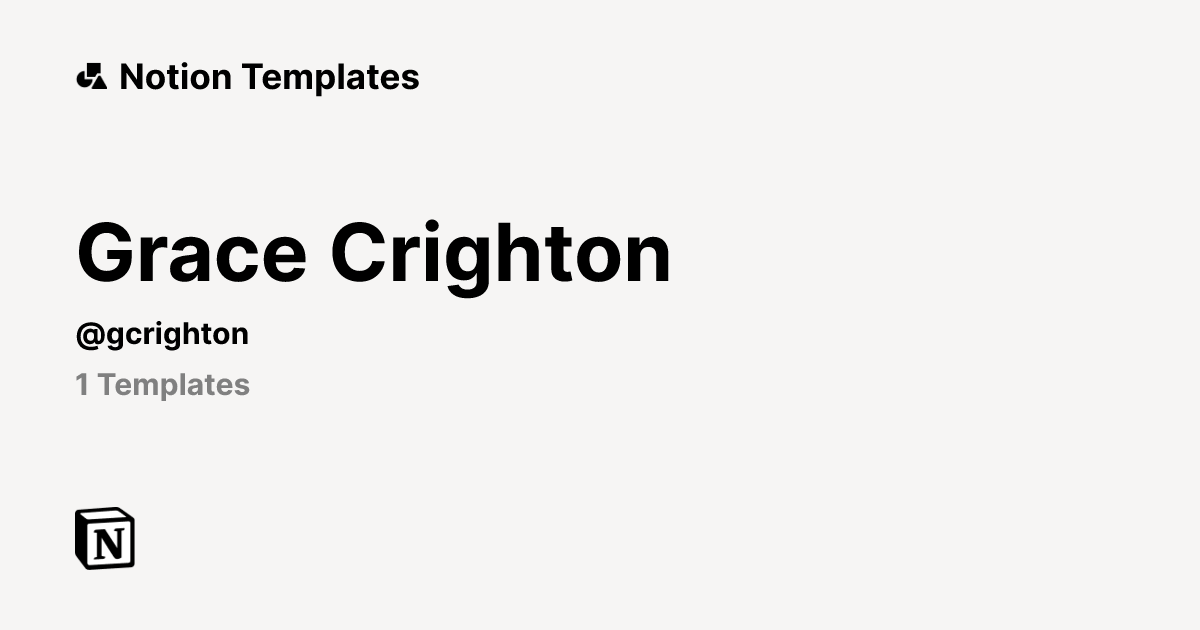 Grace Crighton | Template Creator | Notion Marketplace