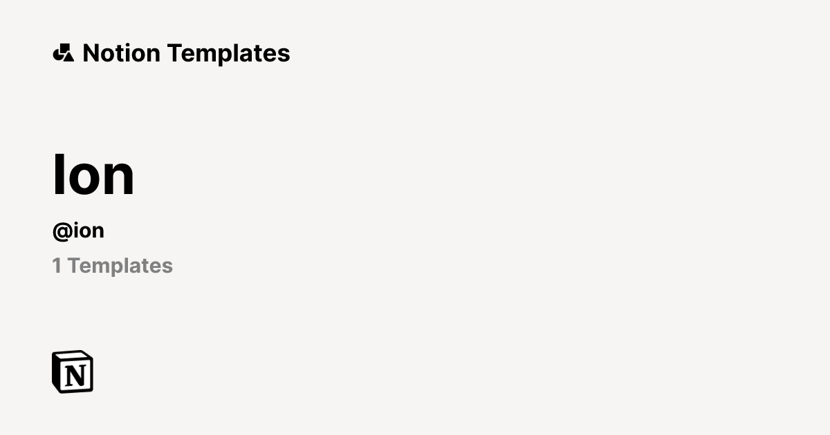 Ion | Template Creator | Notion Marketplace