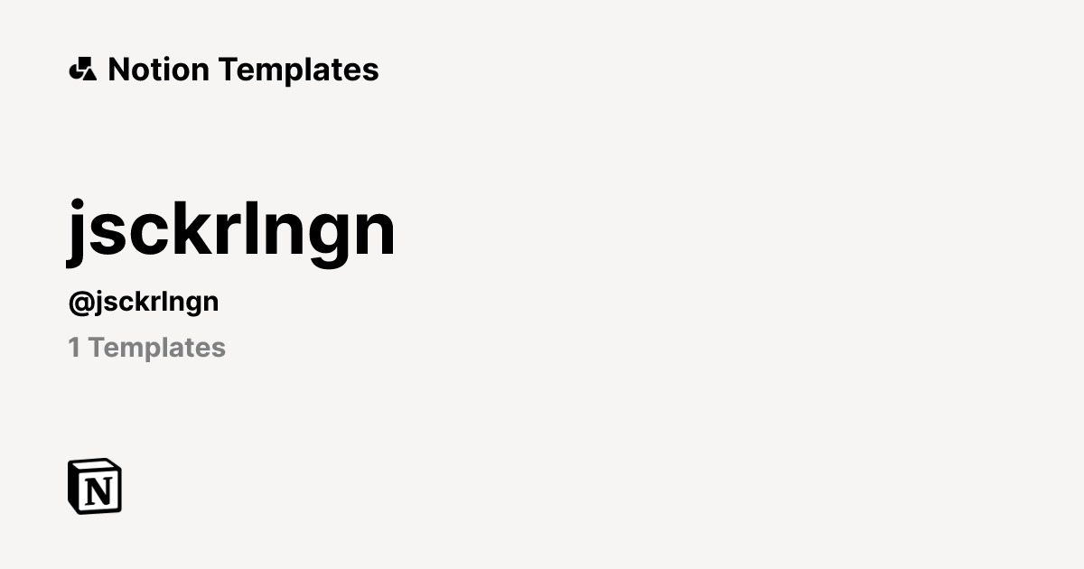 jsckrlngn | Template Creator | Notion Marketplace