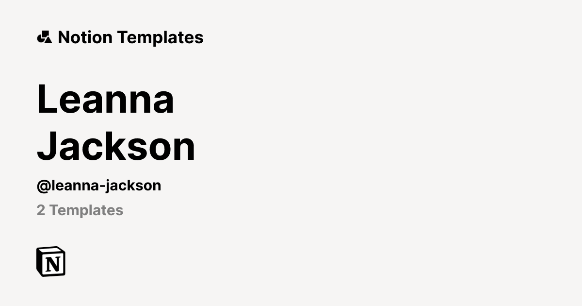 Leanna Jackson Template Creator Notion Marketplace