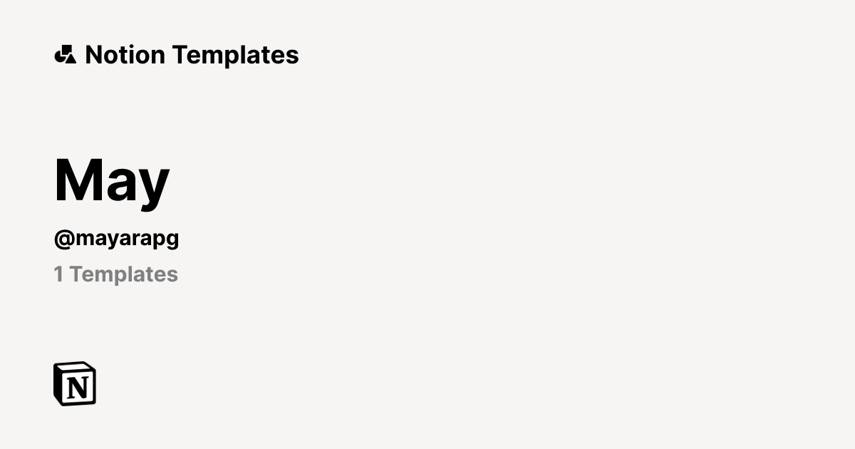 May | Template Creator | Notion Marketplace