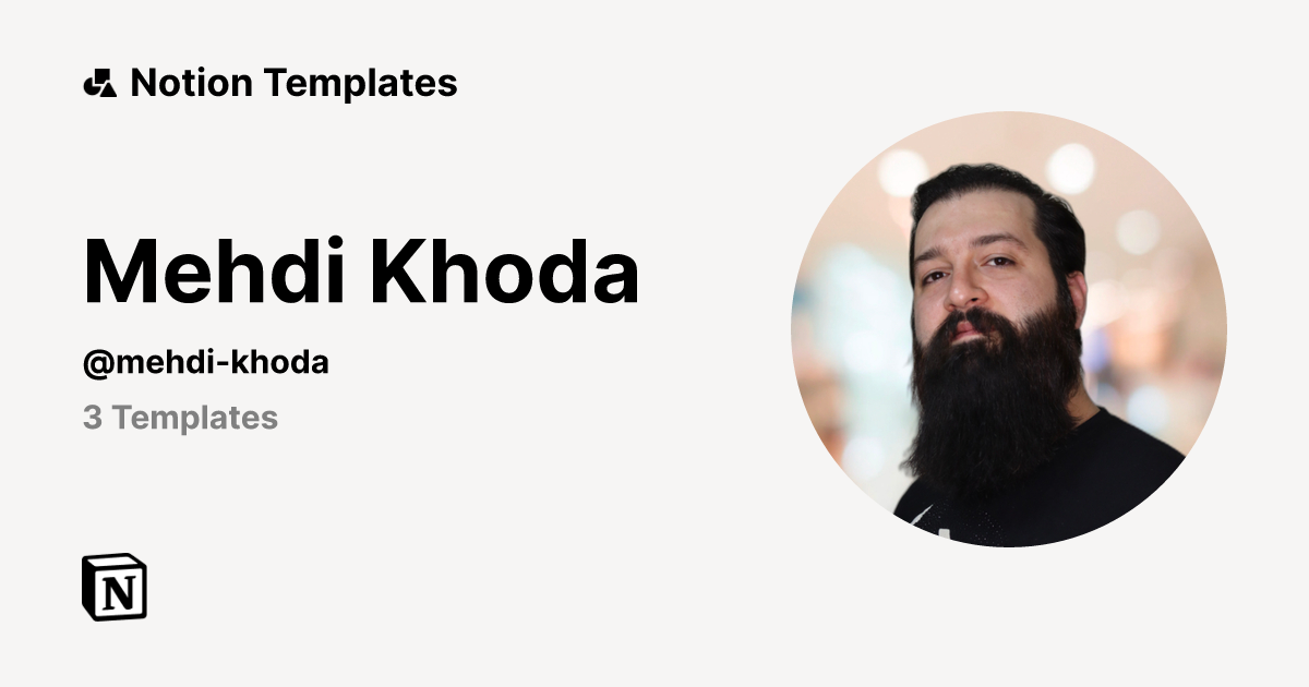 Mehdi Khoda Template Creator Notion Marketplace